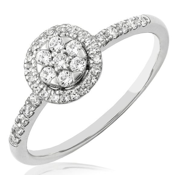 Diamond Cluster Halo Ring with Scallop Set Band