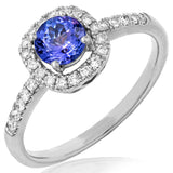 Cushion Gemstone Halo Ring with Diamond Accent