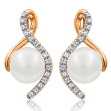 Modern Styled Pearl Earrings with Diamond Accent