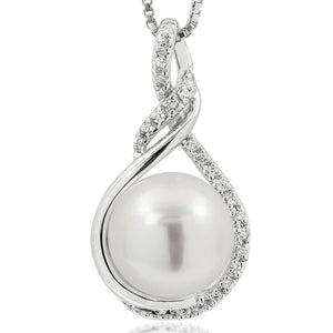 Pearl Infinity Pendant with Diamond Accent