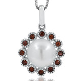 Floral Pearl Pendant Framed with Gemstones