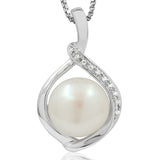 Pearl Teardrop Pendant with Diamond Accent