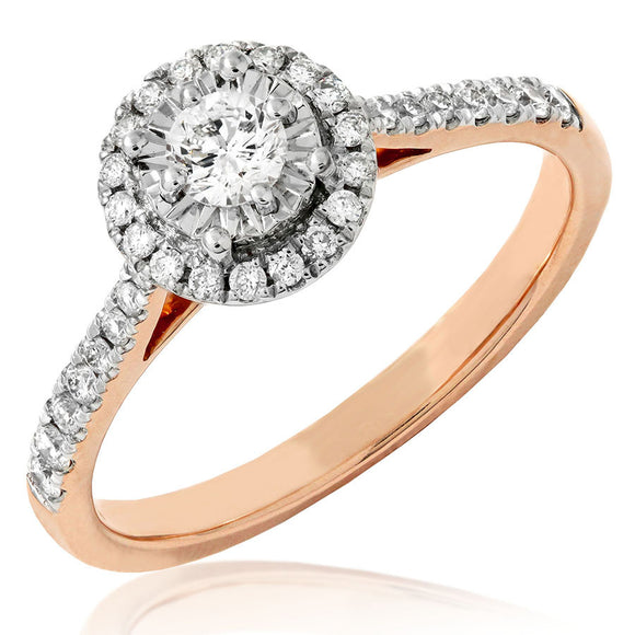 Diamond Illusion Semi-Mount Ring with Scallop Set Band