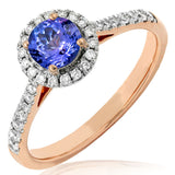 Gemstone Halo Ring with Diamond Accent