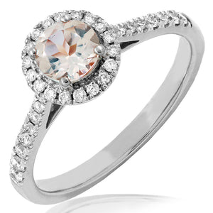 Gemstone Halo Ring with Diamond Accent