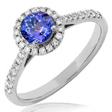 Gemstone Halo Ring with Diamond Accent