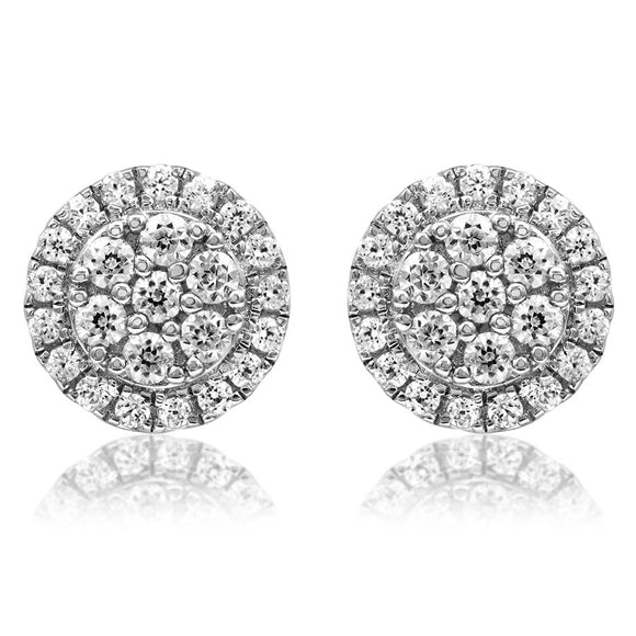 Diamond Cluster Halo Stud Earrings