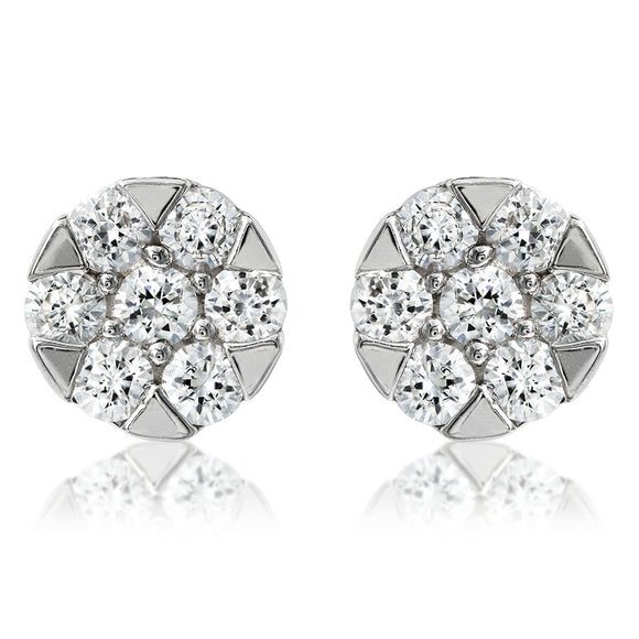 Diamond Cluster Stud Earrings