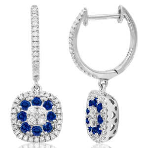 Cushion Diamond Cluster Huggie Earrings