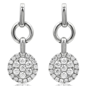 Diamond Cluster Halo Dangle Huggie Earrings