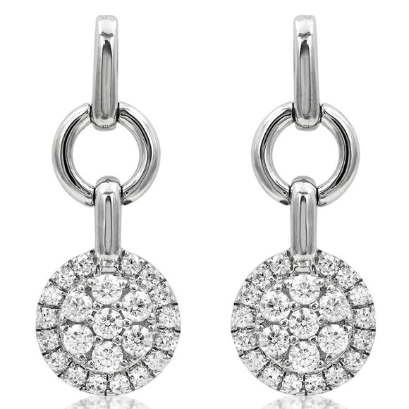 Diamond Cluster Halo Dangle Huggie Earrings