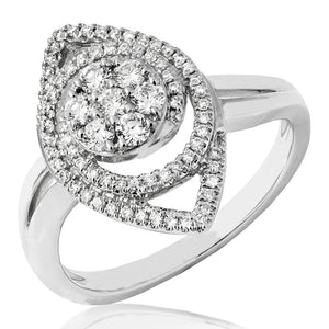 Spiral Leaf Diamond Cluster Ring