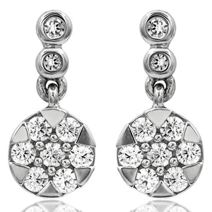 Diamond Cluster Dangle Earrings
