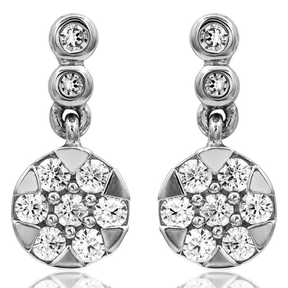 Diamond Cluster Dangle Earrings
