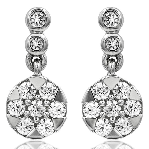 Diamond Cluster Dangle Earrings