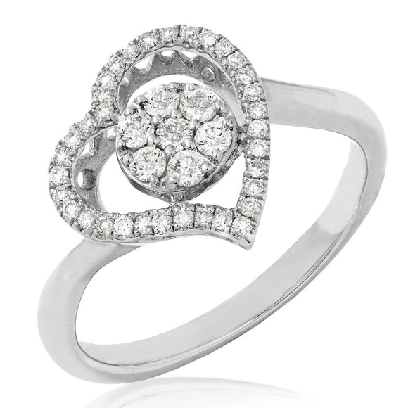 Heart Diamond Cluster Ring