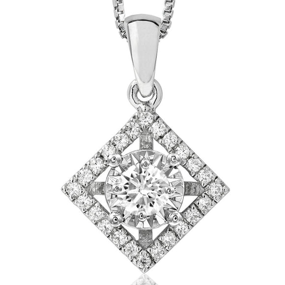 Square Semi-Mount Diamond Illusion Pendant