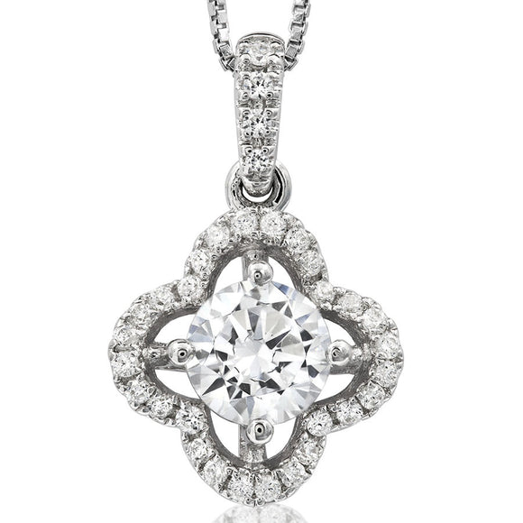 Clover Semi-Mount Diamond Pendant