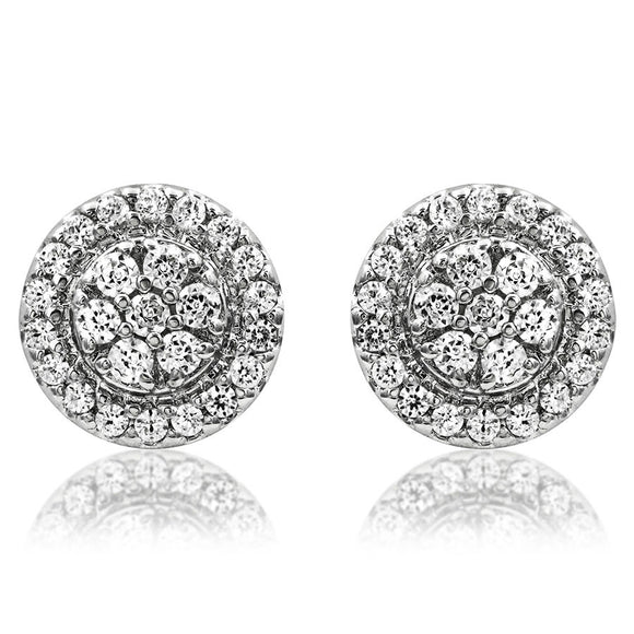 Diamond Cluster Halo Stud Earrings