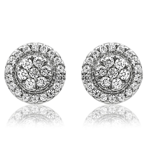 Diamond Cluster Halo Stud Earrings