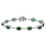 Oval Gemstone Halo Bracelet with Diamond Accent