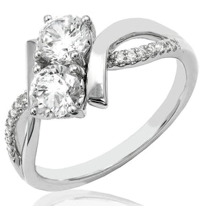 Diamond Two-Stone Semi-Mount Bypass Ring