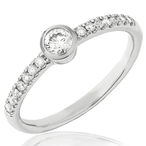 Diamond Bezel Ring with Scallop Set Band