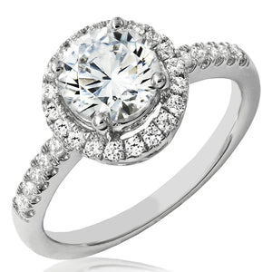 Diamond Halo Semi-Mount Ring with Scallop Set Band