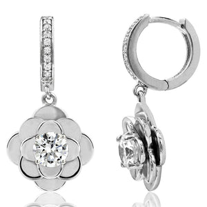 Rose Semi-Mount Huggie Earrings with Diamond Accent