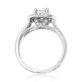 Diamond Halo Semi-Mount Ring with Split Shoulders