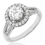 Diamond Halo Semi-Mount Ring with Split Shoulders