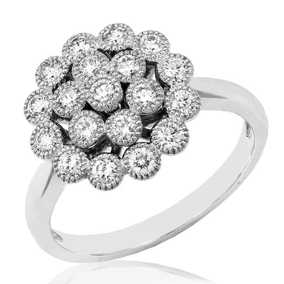 Vintage Floral Diamond Cluster Ring
