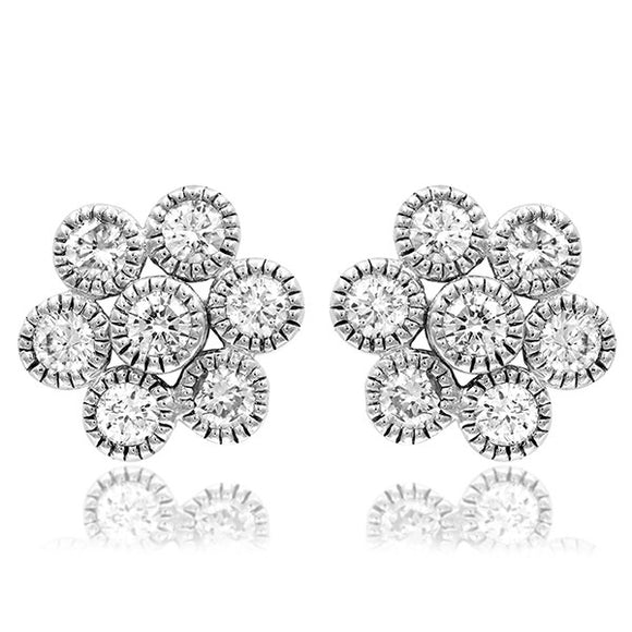 Vintage Milgrain Diamond Bezel Earrings