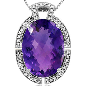 Premium Oval Gemstone Pendant with Diamond Frame