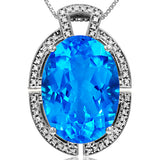 Premium Oval Gemstone Pendant with Diamond Frame