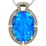 Premium Oval Gemstone Pendant with Diamond Frame