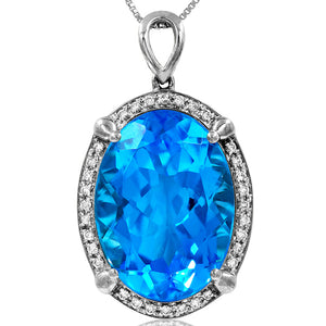 Premium Oval Gemstone Pendant with Diamond Frame