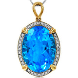 Premium Oval Gemstone Pendant with Diamond Frame