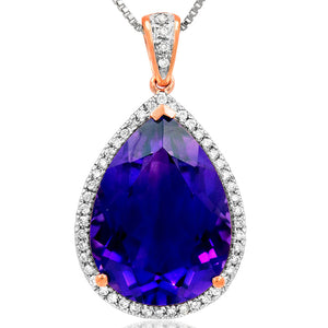 Premium Gemstone Teardrop Pendant with Diamond Accent