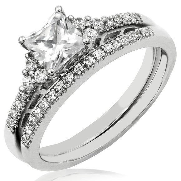 Princess Semi-Mount Bridal Ring Set with Diamonds