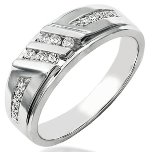 Men's Diamond Slant Ring