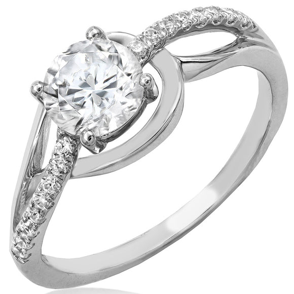 Diamond Semi-Mount Ring with Overlapping Band