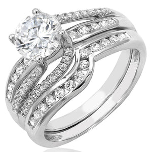 Diamond Semi-Mount Swirl Ring Set with Multi-Row Band