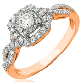 Diamond Cushion Frame Twist Shank Engagement Ring
