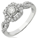 Diamond Cushion Frame Twist Shank Engagement Ring