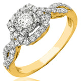Diamond Cushion Frame Twist Shank Engagement Ring