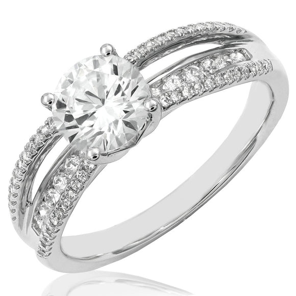 Diamond Semi-Mount Engagement Ring with Triple Shank