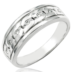 Men's Swirl Pattern Diamond Ring