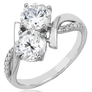 Diamond Two-Stone Semi-Mount Bypass Ring