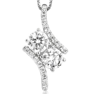 Diamond Two-Stone Semi-Mount Bypass Pendant